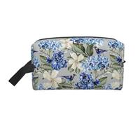 Borsa da toilette da viaggio con ortensie e uccelli Borsa da trucco da viaggio personalizzata con ortensie e uccelli Grande capacità con cerniera Borsa da toilette da viaggio portatile multistile, ide
