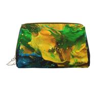 Borsa da toilette da viaggio con piante di vite verde, borsa cosmetica portatile impermeabile per donne e uomini accessori da viaggio borsa da bagno per vacanze, Collisione di colore verde e giallo,