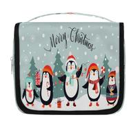 Borsa da toilette da viaggio con pinguino, regalo di Natale, per donne, uomini, bambini, ragazze e ragazzi, borsa cosmetica da appendere con scritta "Merry Christmas", organizer per articoli da