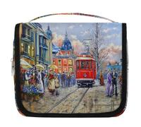 Borsa da toilette da viaggio con pittura a olio con paesaggio stradale per donne, uomini, bambini, ragazzi e ragazze, borsa da bagno da appendere per articoli da toeletta cosmetici organizer per