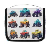 Borsa da toilette da viaggio con simpatico Monster Trucks Cartoon per donne, uomini, ragazze e ragazzi, borsa cosmetica da appendere borsa da bagno organizer per articoli da toeletta borsa da doccia,