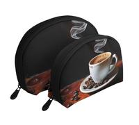 Borsa da toilette da viaggio con stampa a chicco di caffè, 2 pezzi, portatile, borsa da toeletta da viaggio, borsa organizer per cosmetici da donna