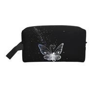 Borsa da toilette da viaggio con stampa a farfalla, borsa cosmetica spaziosa per donna borsa da toilette per uomo, bianco, Taglia unica