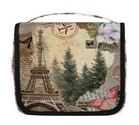 Borsa da toilette da viaggio con stampa artistica vintage di Parigi, per donne, uomini, bambini, ragazzi e ragazze, borsa da bagno da appendere per articoli da toeletta cosmetici organizer per
