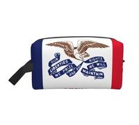 Borsa da toilette da viaggio con stampa bandiera dello Stato dell'Iowa, capiente borsa cosmetica per donna borsa da toilette per uomo, bianco, Taglia unica