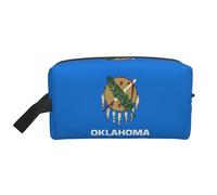 Borsa da toilette da viaggio con stampa bandiera dello stato dell'Oklahoma, borsa cosmetica spaziosa per donne borsa da toilette per uomo, bianco, Taglia unica