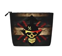 Borsa da toilette da viaggio con stampa bandiera pirata,Borsa da viaggio per trucco,Custodia portatile per trucco da donna, Nero , Taglia unica