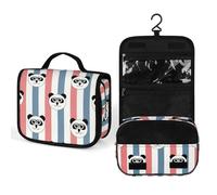 Borsa da toilette da viaggio con stampa completa Pandas Head, borsa per il trucco portatile con gancio per borsa