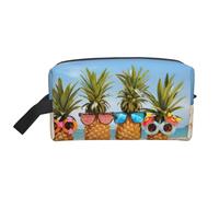 Borsa da toilette da viaggio con stampa di ananas oceano, borsa per il trucco da appendere, grande capacità, organizer versatile per donne e uomini