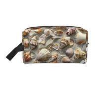 Borsa da toilette da viaggio con stampa di conchiglie, capiente borsa cosmetica per donna borsa da toilette per uomo, bianco, Taglia unica