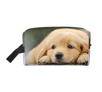 Borsa da toilette da viaggio con stampa di cucciolo di cane pigro, borsa per il trucco da appendere, grande capacità, organizer versatile per donne e uomini