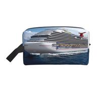 Borsa da toilette da viaggio con stampa di navi da crociera, borsa cosmetica spaziosa per donna borsa da toilette per uomo, bianco, Taglia unica