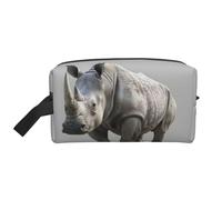 Borsa da toilette da viaggio con stampa di rinoceronte, spaziosa borsa cosmetica per donna borsa da toilette per uomo, bianco, Taglia unica