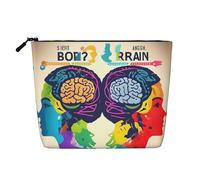 Borsa da toilette da viaggio con stampa di vantaggio del cervello sinistro e destro, borsa da viaggio per trucchi, custodia portatile per trucco da donna, Nero , Taglia unica