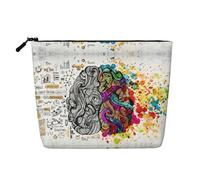 Borsa da toilette da viaggio con stampa di vantaggio del cervello sinistro e destro, borsa da viaggio per trucchi, custodia portatile per trucco da donna, Nero , Taglia unica
