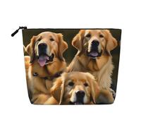 Borsa da toilette da viaggio con stampa Golden Retrievers, borsa da viaggio per trucchi, custodia portatile per trucco da donna, Nero , Taglia unica
