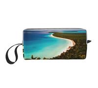 Borsa da toilette da viaggio con stampa isola di cuba, borsa per matite in tela, borsa cosmetica multiuso con cerniera, bianco, Taglia unica