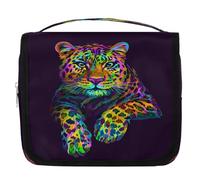 Borsa da toilette da viaggio con stampa leopardata e giaguaro, da appendere, per cosmetici, accessori per il trucco, impermeabile, borsa da doccia per donne, ragazze, bambini, idea regalo,