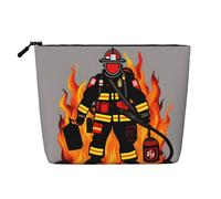 Borsa da toilette da viaggio con stampa pompiere vigile del fuoco, borsa da viaggio per trucchi, custodia portatile per trucco da donna, Nero , Taglia unica