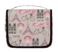 Borsa da toilette da viaggio con stampa romantica Francia Parigi per donne uomini bambini ragazzi ragazze borsa da bagno da appendere articoli da toeletta cosmetici organizer per trucco, Colore, L,