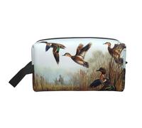 Borsa da toilette da viaggio con stampa selvaggia con caccia e volo, borsa per il trucco da appendere, grande capacità, organizer versatile per donne e uomini