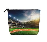 Borsa da toilette da viaggio con stampa sfondo campo da baseball verde, borsa da viaggio per trucchi, custodia portatile per trucco da donna, Nero , Taglia unica