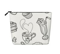 Borsa da toilette da viaggio con stampa tè pomeridiano nero,Borsa da viaggio per trucco,Custodia portatile per trucco da donna,Custodia portatile per trucco da donna, Nero , Taglia unica