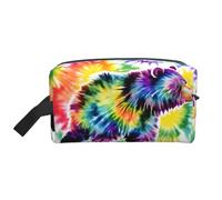Borsa da toilette da viaggio con stampa tie dye con orso che balla e alla moda, borsa cosmetica impermeabile leggera per le vacanze