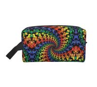 Borsa da toilette da viaggio con stampa tie dye con orso che balla e alla moda, borsa cosmetica impermeabile leggera per le vacanze