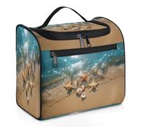 Borsa da toilette da viaggio con stella marina, conchiglie, spiaggia, per donne, uomini, bambini, ragazze, ragazzi, 11,2 l, grande trousse per cosmetici da appendere, borsa da bagno organizer per