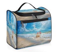 Borsa da toilette da viaggio con stella marina da spiaggia per donne, uomini, bambini, ragazze e ragazzi, 11,2 l, grande borsa cosmetica da appendere borsa da bagno organizer per articoli da toeletta