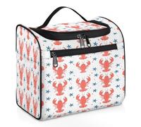Borsa da toilette da viaggio con stella marina e aragosta per donne, uomini, bambini, ragazze e ragazzi, 11,2 l, grande borsa cosmetica da appendere borsa da bagno organizer per articoli da toeletta