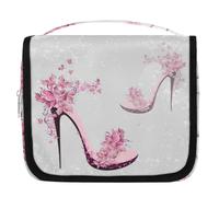 Borsa da toilette da viaggio con tacco alto con fiore per donne, uomini, bambini, ragazzi e ragazze, borsa da bagno da appendere per articoli da toeletta cosmetici organizer per trucchi, Colore, L,