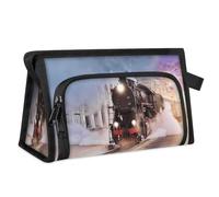 Borsa da toilette da viaggio con treno a vapore al tramonto per donne, uomini, ragazze, ragazzi vecchio treno multifunzionale borsa per il trucco borsa per lavare articoli da toeletta organizer
