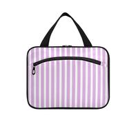 Borsa da toilette da viaggio da appendere a righe viola e bianche con gancio, borsa da toilette carina di design per gli elementi essenziali da viaggio per le donne Hotel bolso para maquillaje de