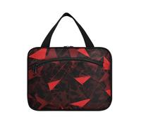 Borsa da toilette da viaggio da appendere con motivo irregolare rosso e nero per uomo con gancio, borse da toilette multifunzionali da appendere per le donne Must Haves Trip estuche para guardar