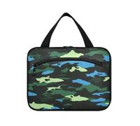 Borsa da toilette da viaggio da appendere con motivo mimetico verde per gli uomini con gancio, kit da barba di necessità di design Borse per gli uomini per accessori per le donne Bagno bolso Viajero
