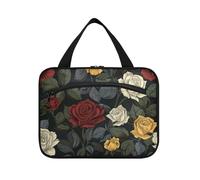 Borsa da toilette da viaggio da appendere con rose rosse gialle bianche per le donne con gancio, kit da barba compatto di design borse per uomini per accessori per donne bagno estuche de maquillaje