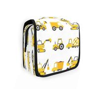 Borsa da toilette da viaggio da appendere, macchine da costruzione, auto, per donne, uomini e ragazze, camion giallo, impermeabile, per trucchi e cosmetici, borsa organizer per oggetti essenziali da