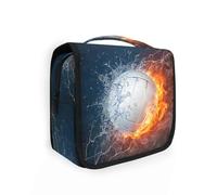 Borsa da toilette da viaggio da appendere, palla da pallavolo nel fuoco e nell'acqua, per donne, uomini e ragazze, pallavolo, sport, impermeabile, per trucchi e cosmetici, borsa organizer per oggetti
