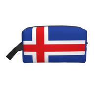 Borsa da toilette da viaggio da donna, con stampa bandiera dell'Islanda, borsa cosmetica spaziosa da uomo, bianco, Taglia unica