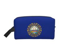 Borsa da toilette da viaggio da donna, con stampa con bandiera del New Hampshire, capiente borsa cosmetica da uomo, bianco, Taglia unica