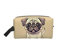 Borsa da toilette da viaggio da donna, con stampa di cuccioli di carlino e cagnolini, borsa da viaggio spaziosa per gli uomini, bianco, Taglia unica