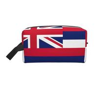 Borsa da toilette da viaggio da uomo, con stampa con bandiera delle Hawaii, borsa cosmetica spaziosa per le donne, bianco, Taglia unica