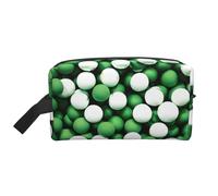 Borsa da toilette da viaggio da uomo, con stampa di calcio, colore bianco e verde, capiente borsa cosmetica per donne, bianco, Taglia unica