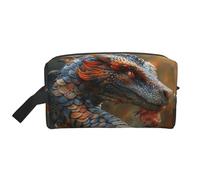 Borsa da toilette da viaggio da uomo, con stampa di strano drago, borsa cosmetica spaziosa per le donne, bianco, Taglia unica