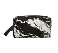 Borsa da toilette da viaggio da uomo, con stampa in marmo bianco e nero, capiente borsa cosmetica da donna, bianco, Taglia unica