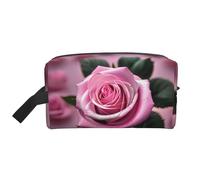 Borsa da toilette da viaggio da uomo, con stampa rosa e rosa, borsa cosmetica spaziosa per le donne, bianco, Taglia unica