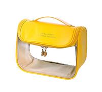 Borsa da toilette da viaggio di grande capacità borsa cosmetica trasparente lavaggio stoccaggio borse trucco organizzatore con manico cosmetico, Giallo, Bellezza di massa