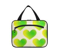 Borsa da toilette da viaggio giallo-verde sfumata con amore, con gancio, borsa da viaggio compatta di design da viaggio per trucco da viaggio estuche para guardar maquillaje L